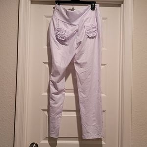 White nylon leggings with pockets